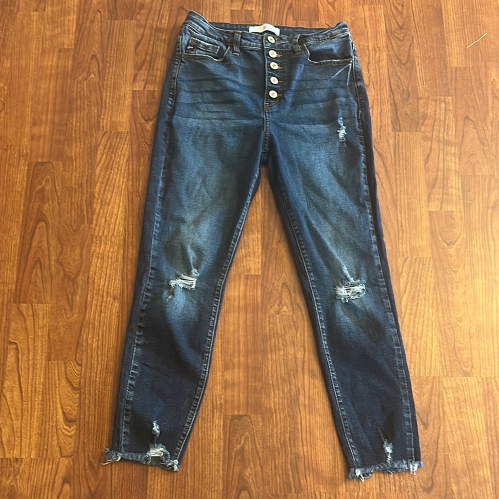 KanCan High Rise Blue Distressed Jeans size 7